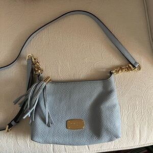 Michael Kors Sky Blue Crossbody Bag with Gold Details